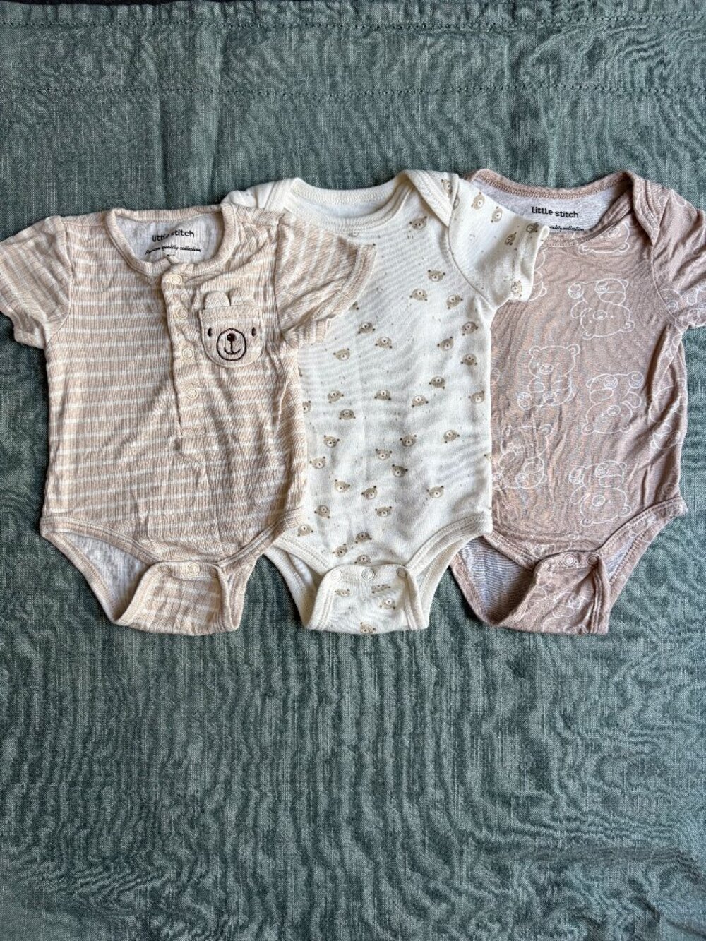3-Piece Beary Cute Baby Boy Onesie Bundle 3-6m